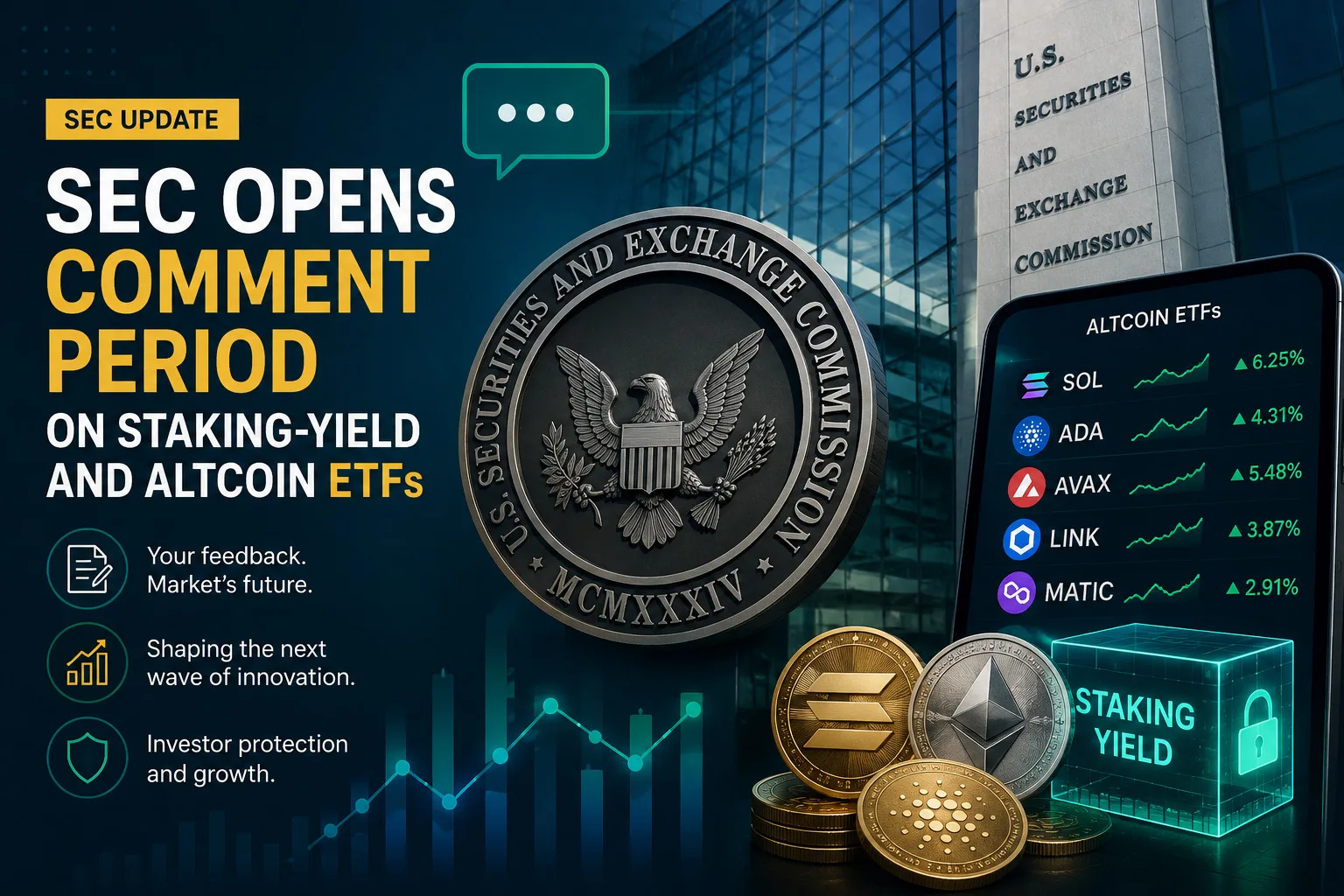 SEC Opens Comment Period on Staking-Yield and Altcoin ETFs