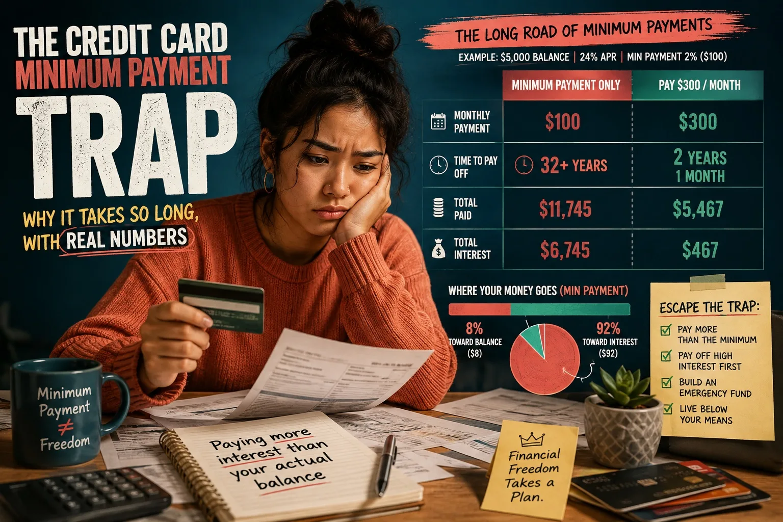 The Credit Card Minimum Payment Trap: Why It Takes So Long, With Real Numbers