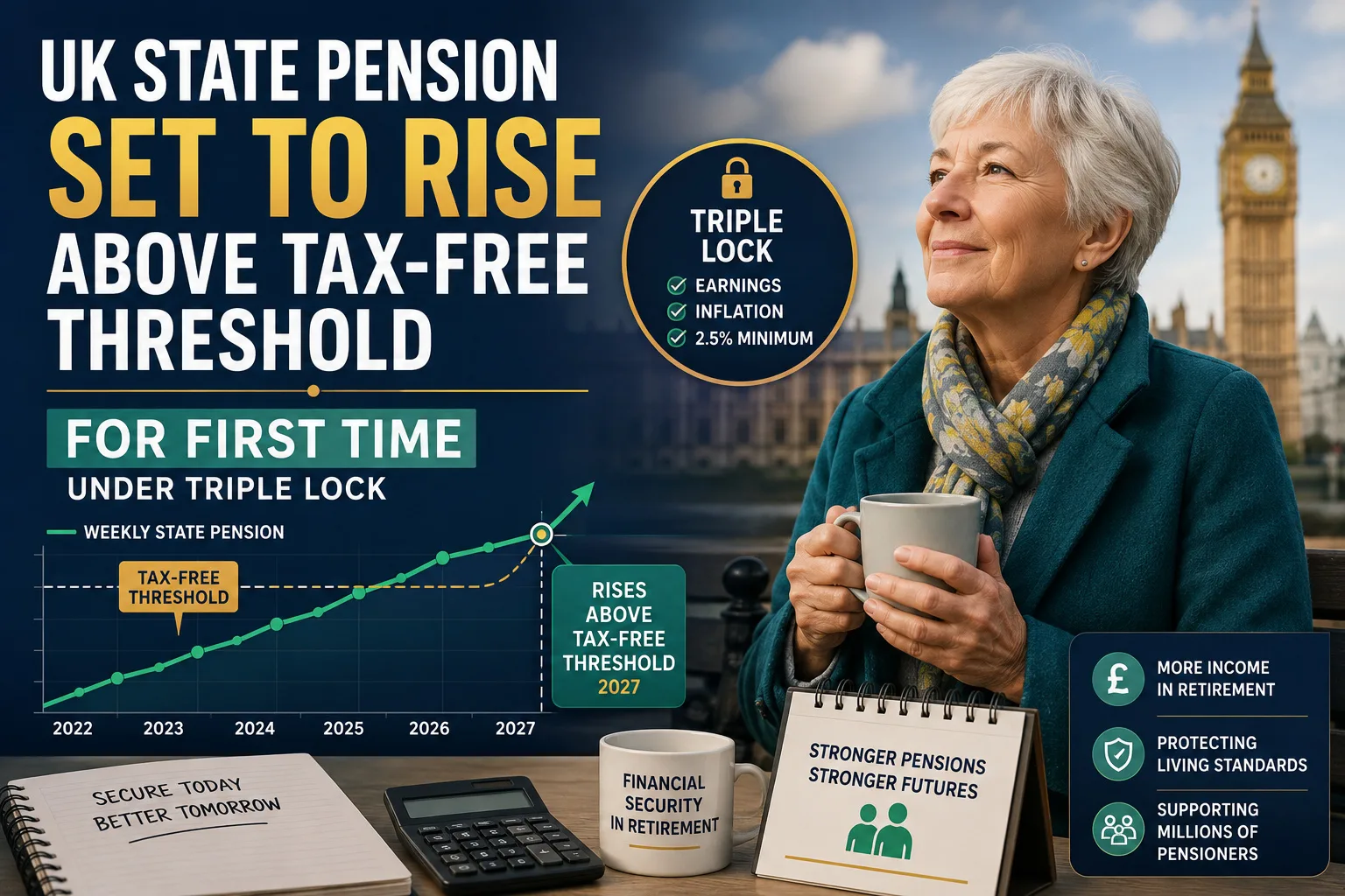 UK State Pension Set to Rise Above Tax-Free Threshold for First Time Under Triple Lock