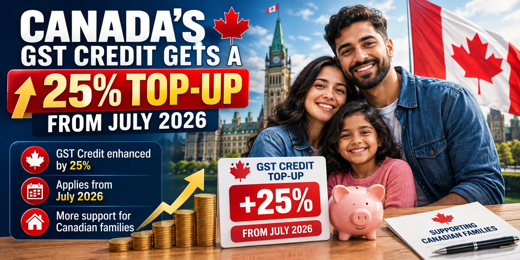 Canada's GST Credit Gets a 25% Top-Up From July 2026