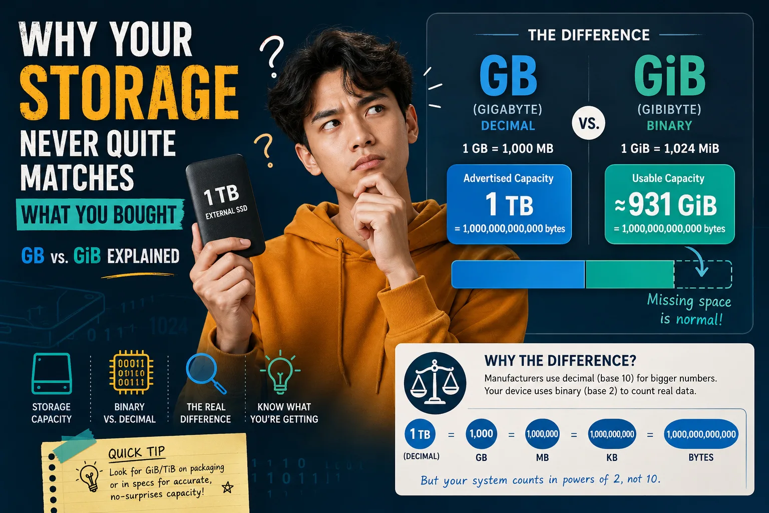 Why Your Storage Never Quite Matches What You Bought: GB vs. GiB Explained