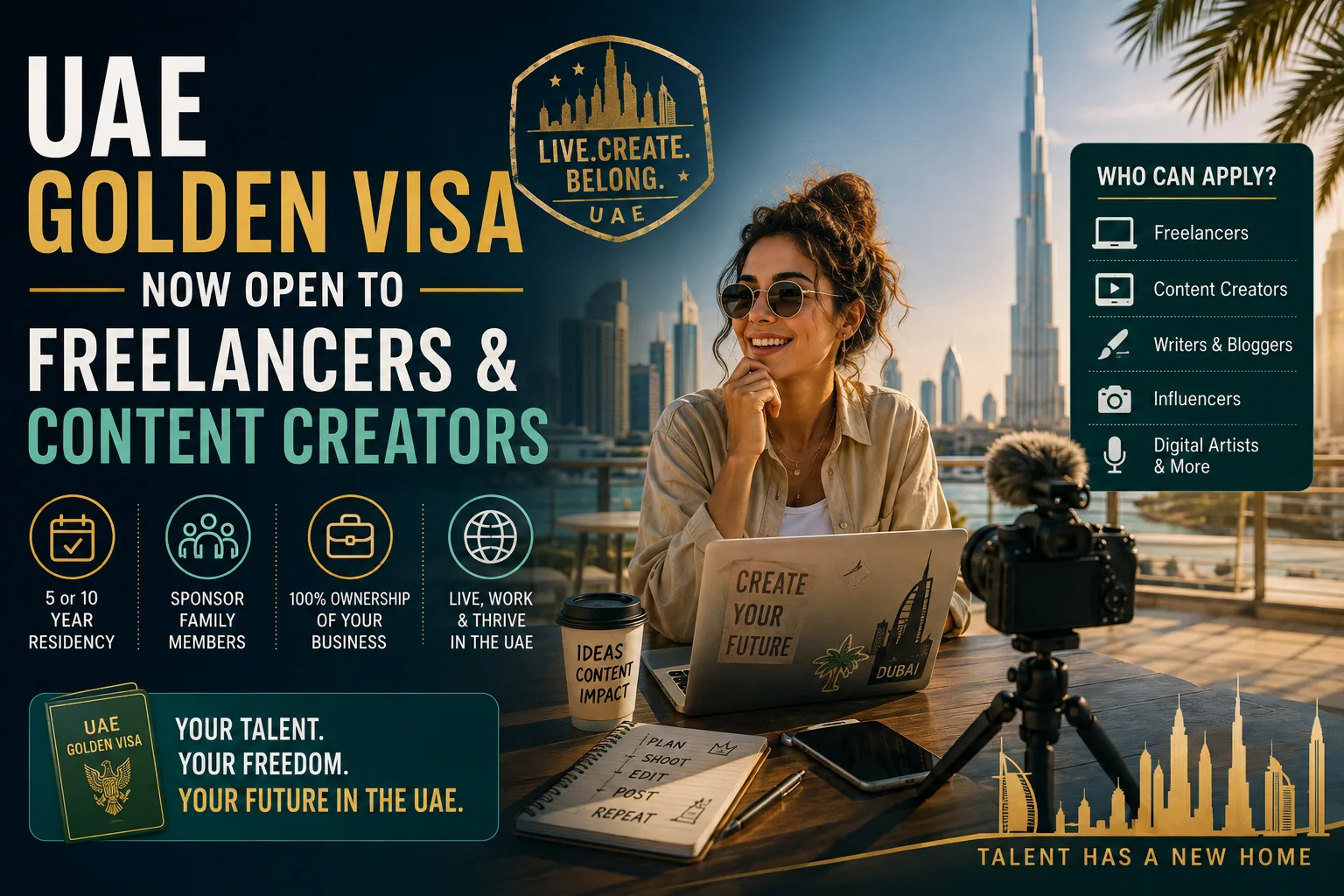 UAE Golden Visa Now Open to Freelancers and Content Creators