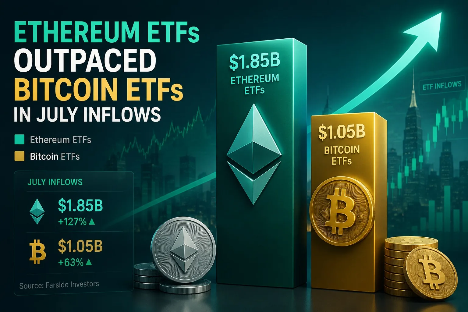 Ethereum ETFs Outpaced Bitcoin ETFs in July Inflows
